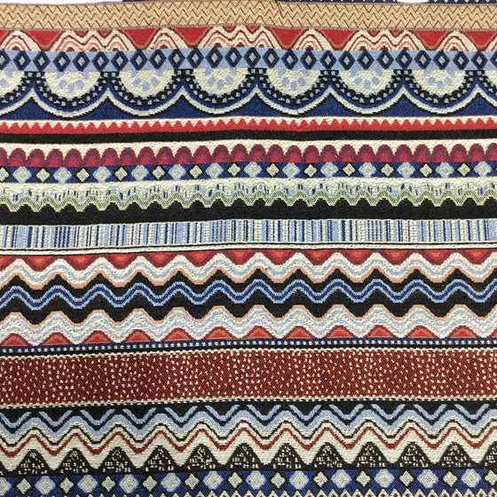 Autumn and winter ethnic style geometric yarn-dyed jacquard fabric sofa shoes and hats handicrafts creative home spot supply