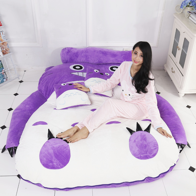 创意龙猫床垫卡通睡袋折叠懒人榻榻米床可爱单人双人加厚地铺睡垫