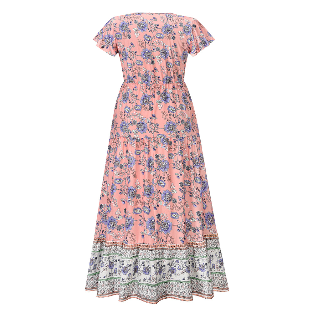 summer short-sleeved V-neck floral print dress  NSHYG118512