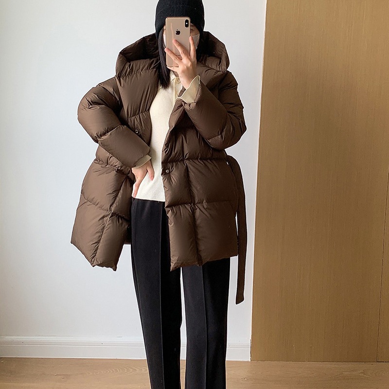 Waist slimming down jacket women's short 90 white duck down thickened high-grade sense niche fashion temperament winter 2023