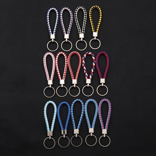 Leather rope keychain car pendant accessories pu braided leather rope key rope floor push small gift manufacturer wholesale