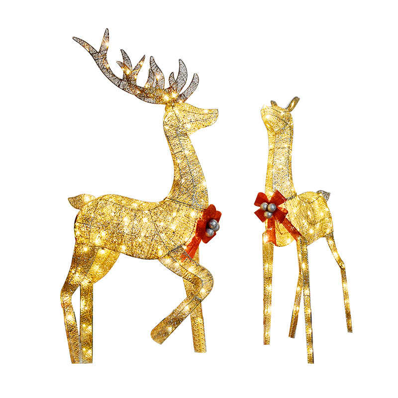 クリスマスアイアンデコレーション diy クリスマスヘラジカオーナメント LED 発光鹿オーナメントアメリカンホリデークリエイティブデコレーション