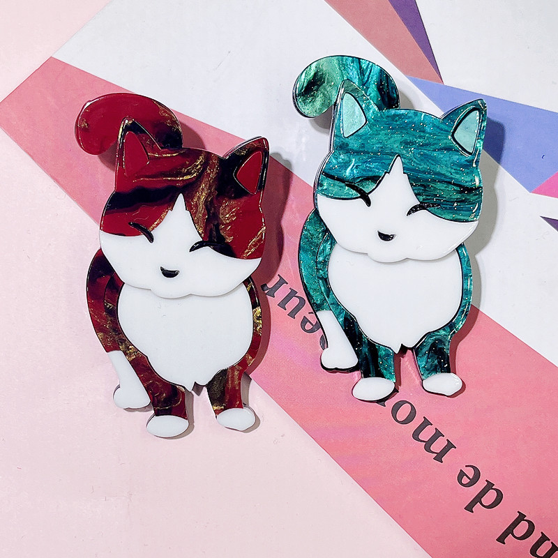 Cute Cat Arylic Stoving Varnish Women's Brooches display picture 3