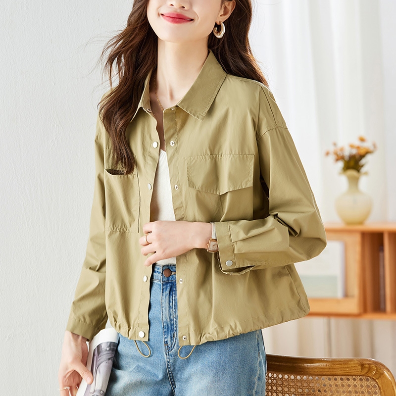 Factory Direct workwear shirt coat women's long sleeve 2024 autumn new small short top cotton shirt