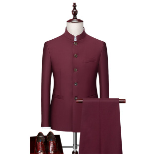 Autumn 2025 Men's Casual Business Formal Youth Trend Stand Collar Suit Stand Collar Tunic