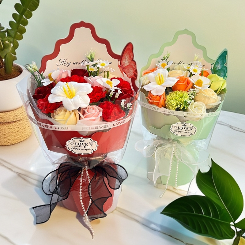 三八妇女节活动伴手礼玫瑰康乃馨创意礼物女生生日香皂花束高级感|undefined