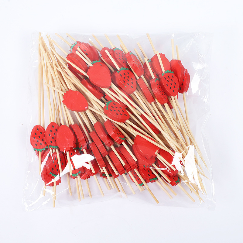 Fruit stick desechable creativo de cóctel plato decoración hamburguesas postres arte palillos de dientes palillos de bambú horquilla de fruta comercial