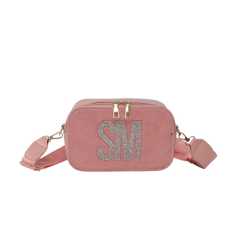 Moda personalizada, tendencia, bolso de mujer, ocio, todo fósforo, letra de nicho, bolso cuadrado pequeño, correa ancha, bolso de mensajero de un solo hombro popular