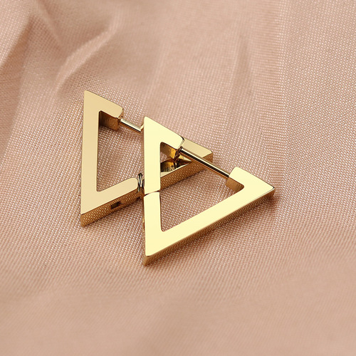 Korean stainless steel geometric shape personalized men's and women's trendy earrings and earrings simple earrings titanium steel triangular earrings