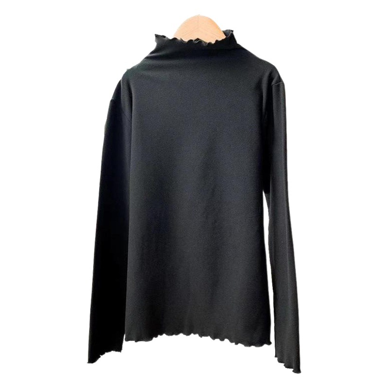 2025 秋と冬の新しいボトリングシャツ女性の真菌ハーフタートルネック長袖無地インナースリムフィット暖かいドイツベルベットトップ