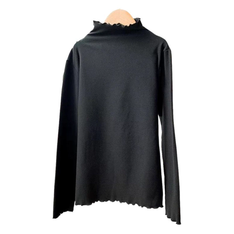 2025 новая осенне-зимняя нижняя рубашка для женщин с грибком, полуводолазка с длинными рукавами, чистый цвет, внутренняя посадка, тонкий теплый бархатный топ