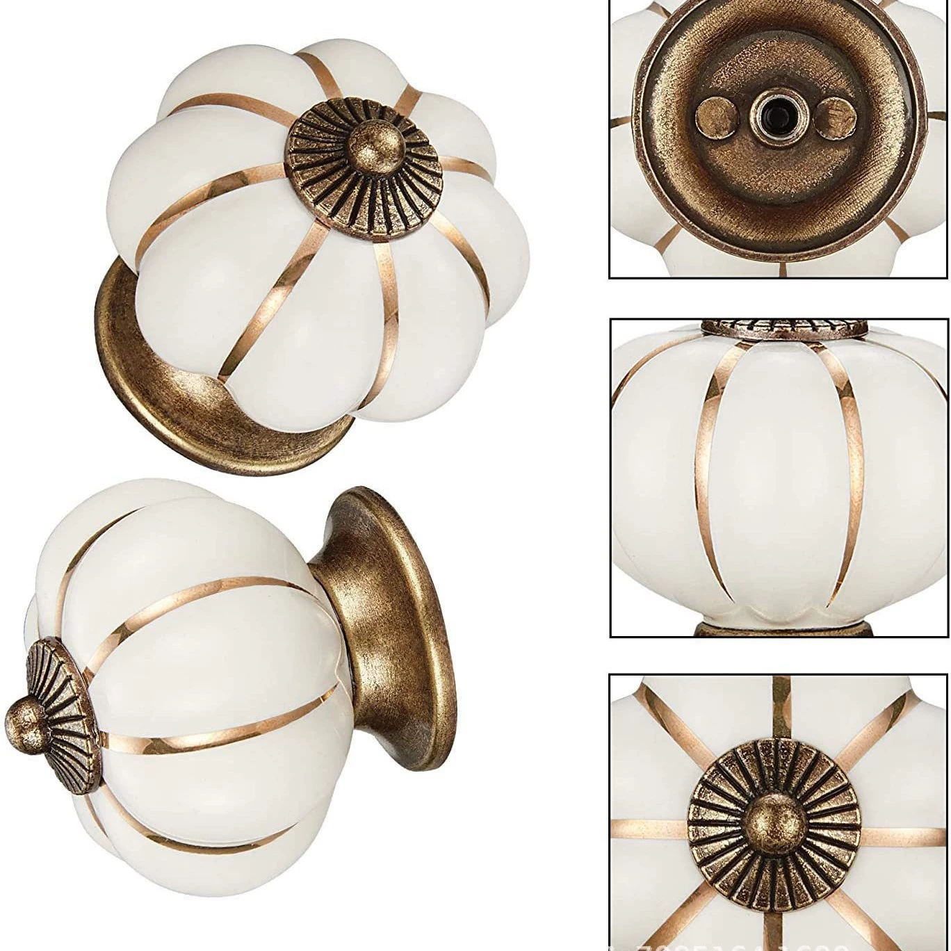 Cross-border Amazon Cabinet Pumpkin Shape Ceramic Handle Retro Cabinet Drawer American Handle