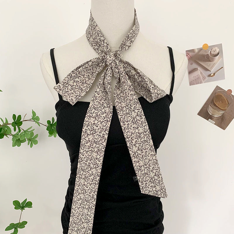 Pañuelo de seda, tira larga, sentido de alta gama, sentido de la atmósfera coreana, bufanda estrecha, bufanda, diadema, cinta, bolsa, cinta