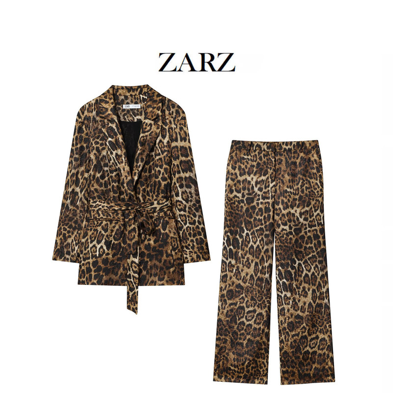 ZARZ 自制 欧美风 新款女装 动物纹印花提花西装外套印花提花裤|undefined
