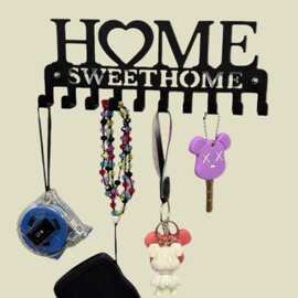 钥匙扣挂钩壁挂式家用厨房金属铁艺无痕字母毛巾衣置物排钩墙上