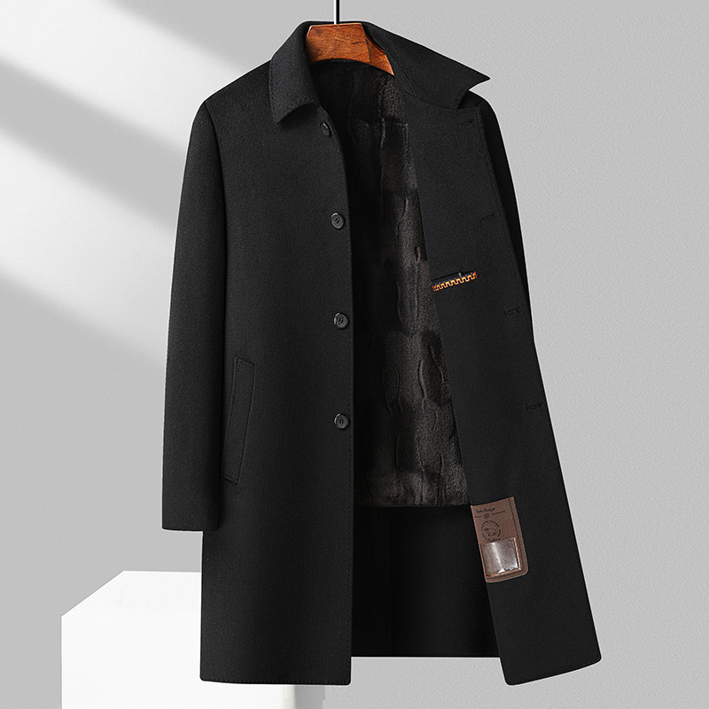 Men's Clothing Removable gold mink velvet lining double sided wool coat autumn and winter men's long double sided wool coat men's jacket_voghion.com
