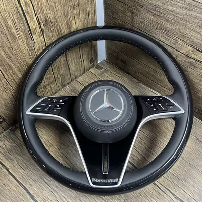 walnut wood Mercedes steering wheel, modified | Steering wheel - black-walnut-wood-black-nappa-leather