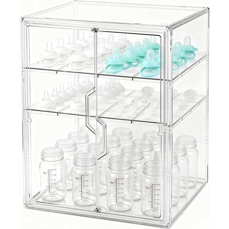Baby Bottle Storage Box Desktop Food Bowl Nipple Bottle Storage Cabinet Transparent Dust-Proof Acrylic Storage Rack Baby Bottle Storage Box Desktop Food Bowl Nipple Bottle Storage Cabinet Transparent Dust-Proof Acrylic Storage Rack