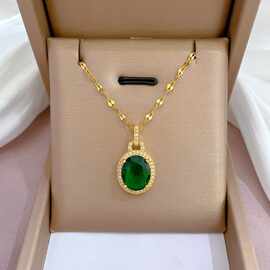 【钛钢】轻奢水滴满钻锆石轻奢设计百搭韩风ins小众设计直播项链