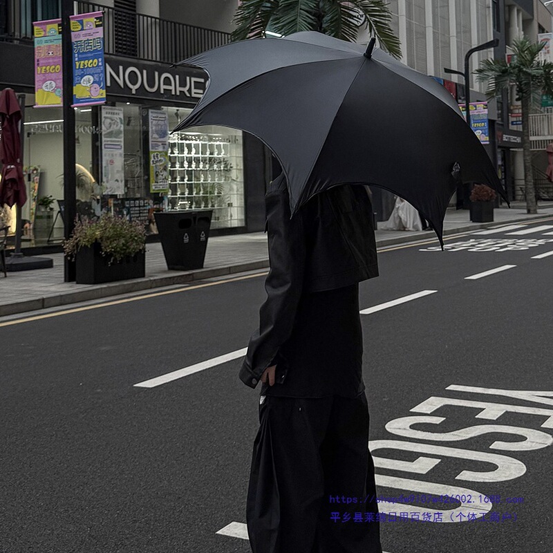 Gothic Long-Handled Umbrella, Rain or Shine, Subculture Dark Umbrella, Women's Automatic Sun Umbrella, Vinyl Sunscreen