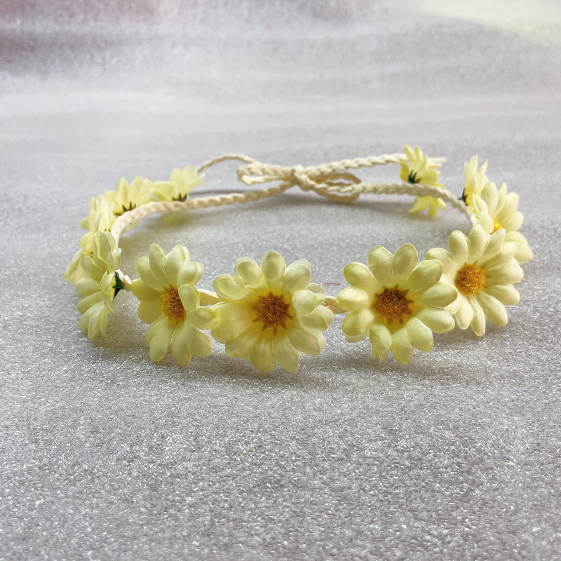 Las nuevas mujeres de la Margarita girasol Garland Seaside Beach flor tocado diadema tejida banda de pelo de la margarita