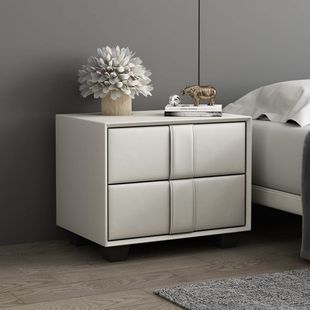 2025 Rental House Casual Soft Bedside Table New Bedroom Home Light Luxury Storage Cabinet Complete Storage Cabinet Off-White