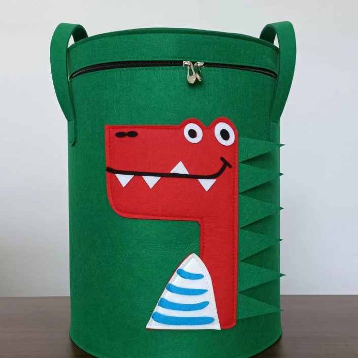 可水洗卡通玩具收纳袋儿童玩具收纳筐毛毡脏衣篮杂物收纳箱毛毡桶