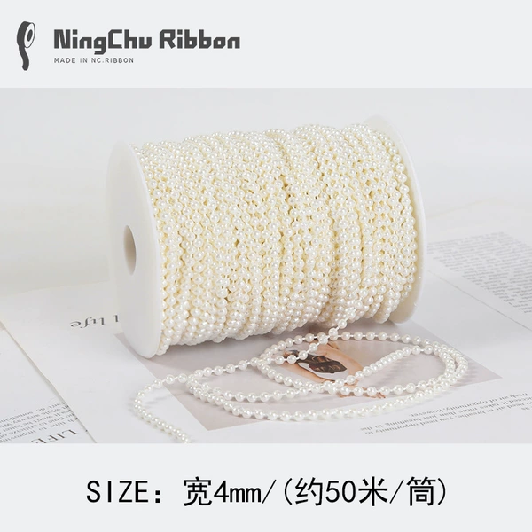 White round beads, 4mm, 50meter