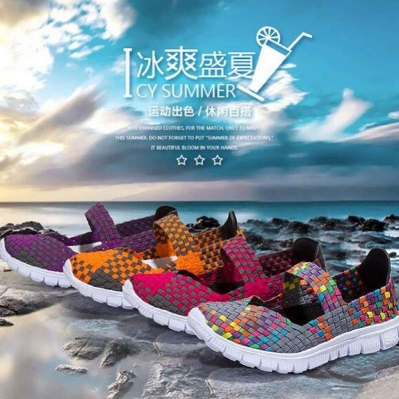 Summer Women's Shoes 2025 Spring New Breathable Woven Shoes Women's Sports Mesh Shoes Versatile Flats Lazy Casual Walking Shoes