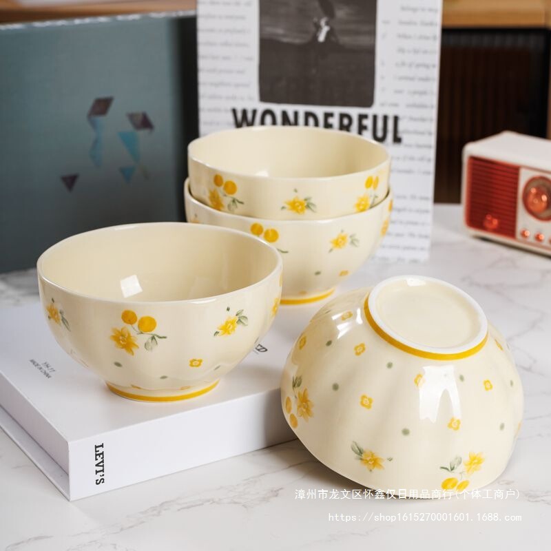 Ceramic Rice Bowls for Home Use, Bowls, Chopsticks, and Spoons, 2025 New Model, High Aesthetic Value, Beautiful Tableware, Underglaze Color Set, Plates, Soup Bowls, Without