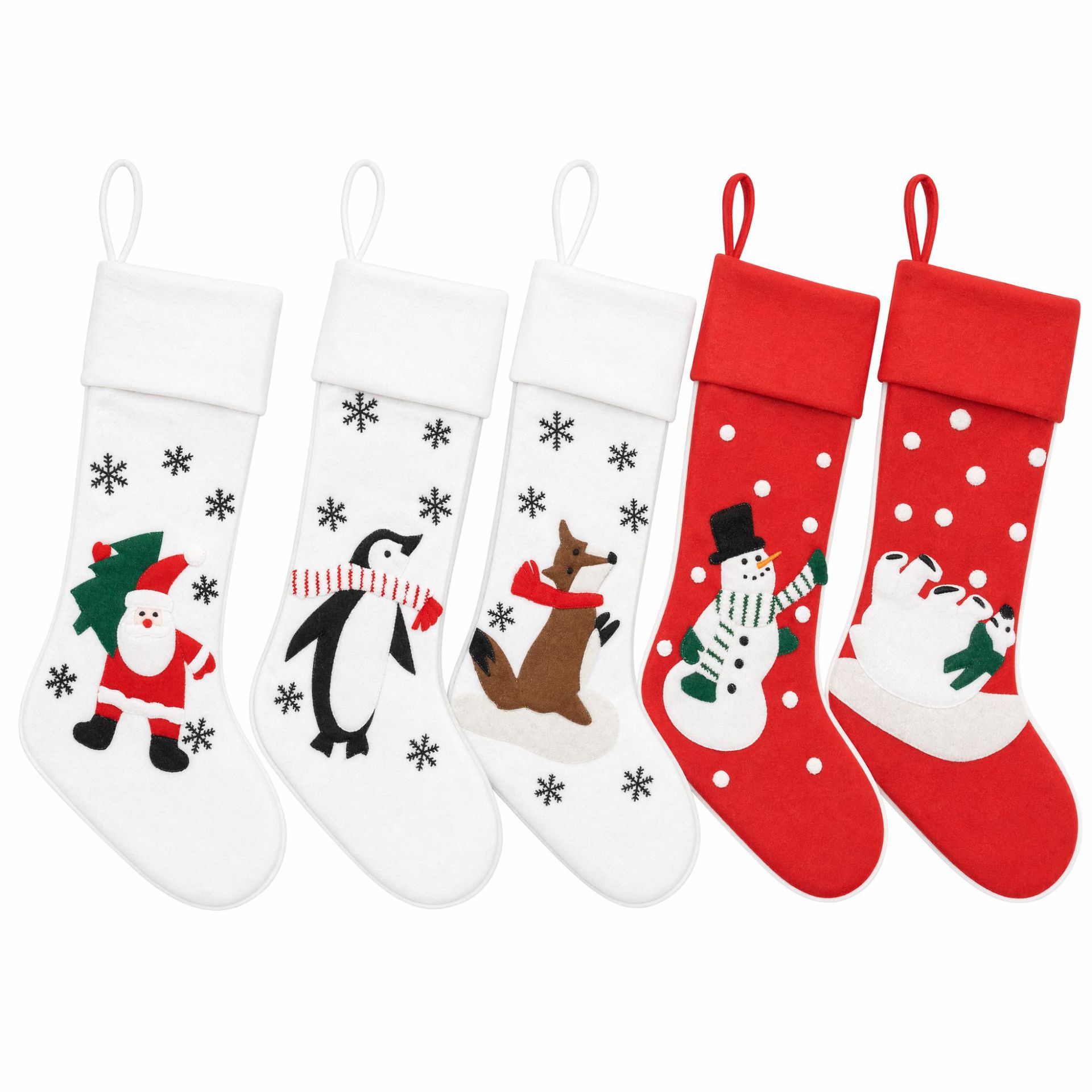 Navidad transfronteriza calcetines de Navidad blancas lindas calcetines de decoración de Navidad de dibujos animados grandes bolsas de regalo de pingüino bolsas de dulces