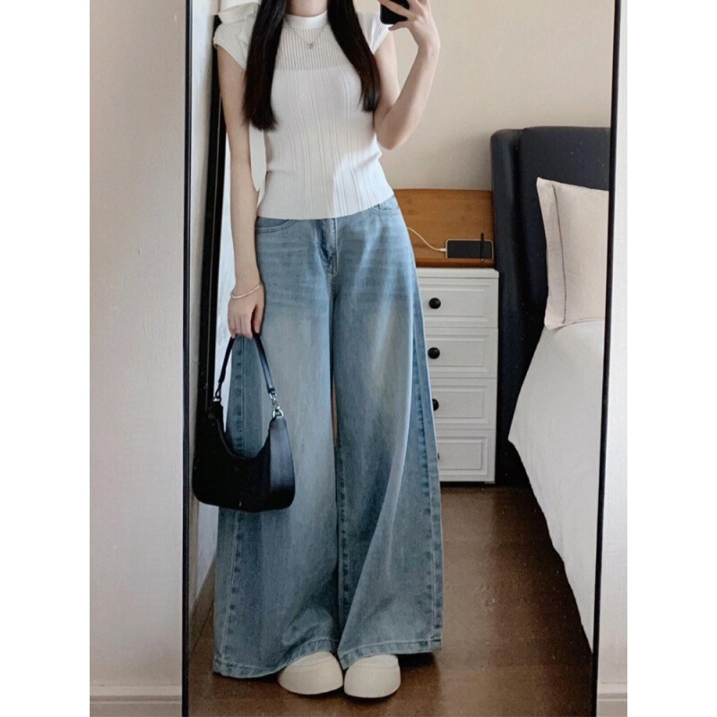 Plus Size High-Waisted Straight-Leg Jeans for Women 2025 Autumn, Loose Fit for Pear-Shaped Body, Slimming Wide-Leg Floor-Length Pants Plus Size High-Waisted Straight-Leg Jeans for Women 2025 Autumn, Loose Fit for Pear-Shaped Body, Slimming Wide-Leg Floor-Length Pants