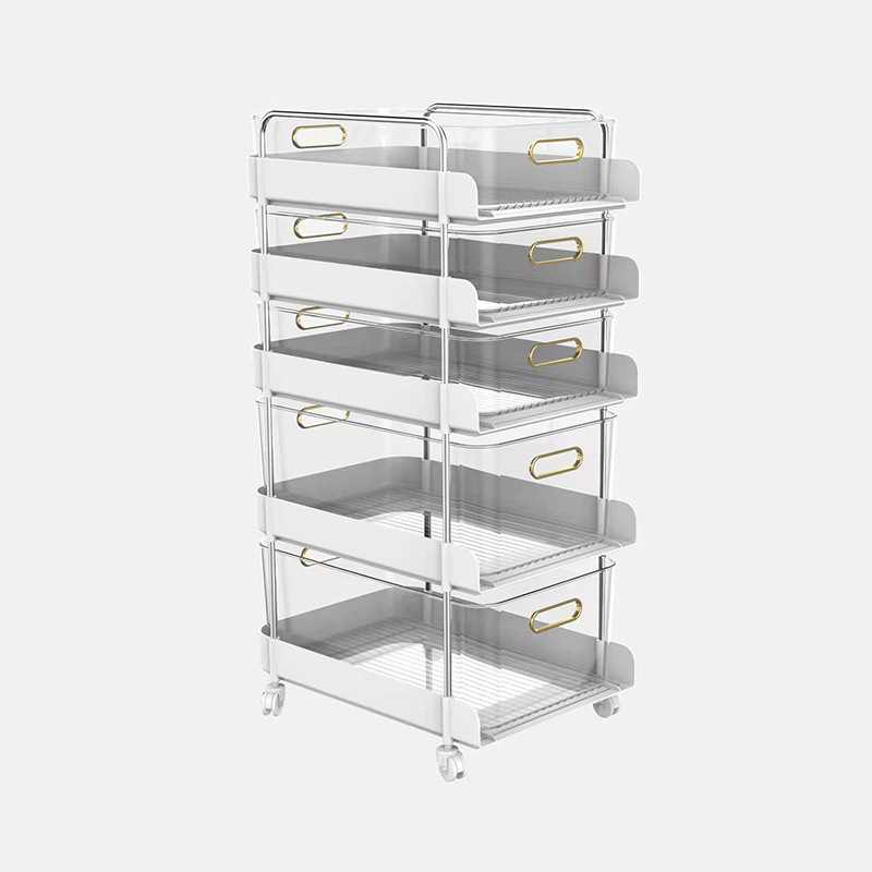 Household trolley snacks, rack kitchen floor storage racks, multi -layer light luxury drawer storage boxes