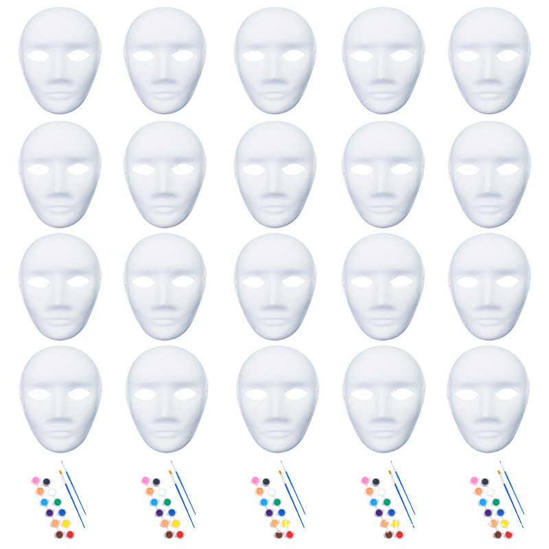 Amazon máscara de embrión blanco de venta en caliente máscara de pulpa DIY día de los niños dibujo padre-hijo props hechos a mano