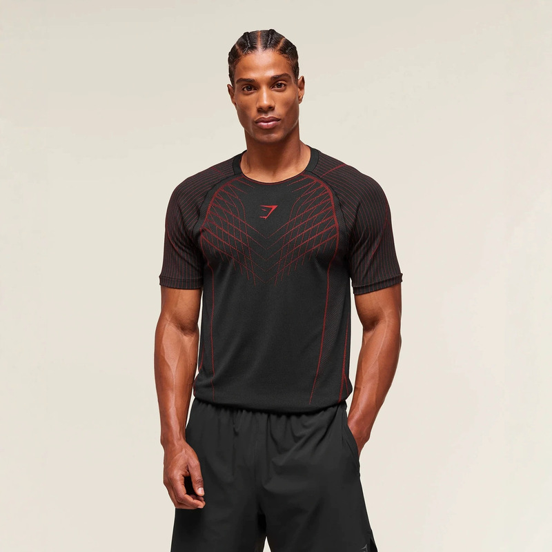 GYMSHARK running sports fitness T-shirt breathable quick-dry tight-fitting shirt for muscle training shark quick-dry T-shirt for men