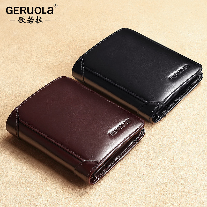 Wallet Men's Genuine Leather Wallet Card Holder Wallet Short Men's Cowhide Wallet Wallet Men's Wallet Foreign Trade Hot Style