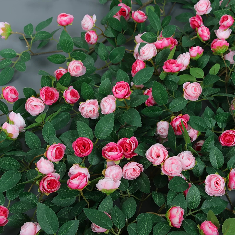 Simulación de vid de rosa rosa rosa vid de plástico techo colgante de aire acondicionado tubería de agua de sombra decoración de balcón