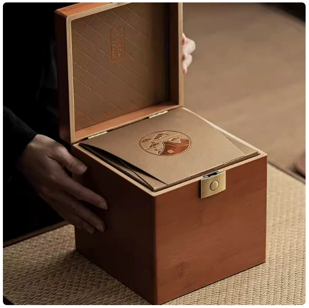 Высококачественная бамбуковая коробка для чая Пуэр, рассыпной чай, упаковочная коробка для чая, пустая подарочная коробка, белый чай Фудинг, коробка для чая с белым пионом, бочка для рассыпного чая