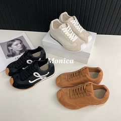 Monica2025爆款休闲德训鞋翘头牛皮舒适运动跑步老爹鞋5056-30