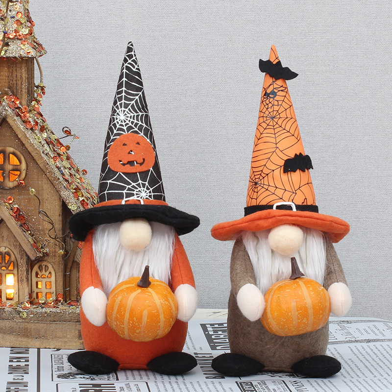 ハロウィーン装飾用品布芸小人公仔カボチャコウモリ装飾ルドルフ無顔人形地精置物|undefined