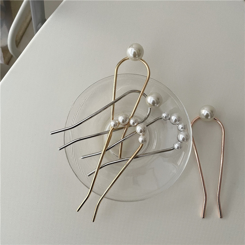 Simple Style Geometric Alloy Artificial Pearls Hairpin display picture 5