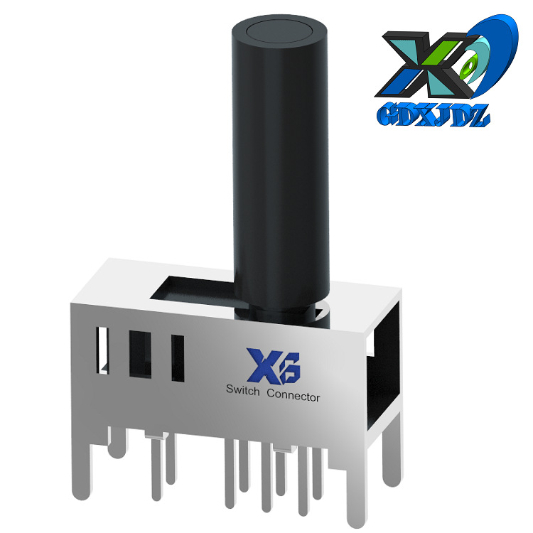 圆柄3档拨动开关8脚 2P3T 圆杆3档滑动开关 圆柄三位拨动开关3位