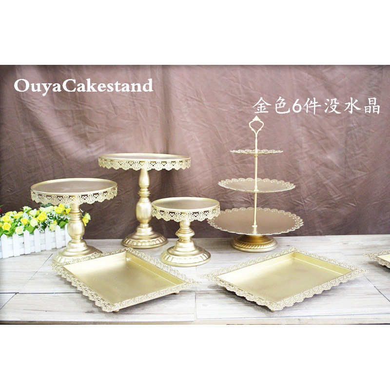 Decoración de mesa de postres de boda de oro, estante de pastel europeo, propósitos de boda, bandeja de pastel de encaje, estante de refrigerio de hierro forjado, 12 juegos image 7