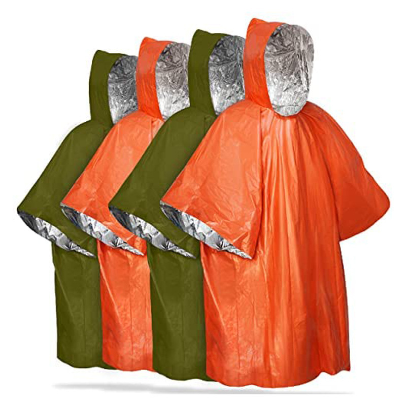 Cross-border spot outdoor emergency raincoat reflective first-aid poncho riding cloak first-aid cloak aluminum mold thermal blanket
