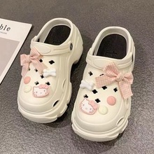 卡通厚底洞洞鞋女夏外穿新款室内夏季女款踩屎感防滑防臭凉拖鞋女