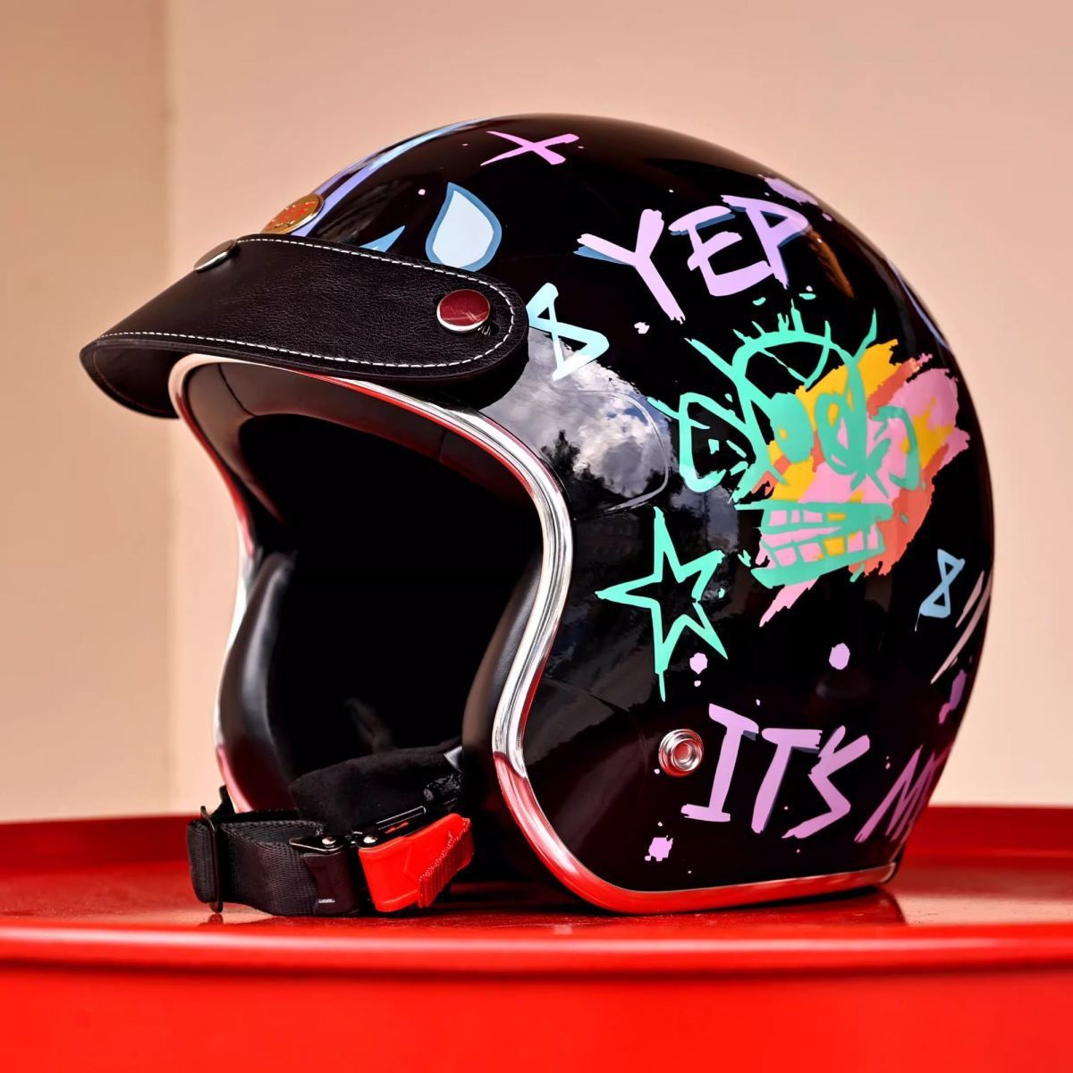 Taiwan JEF Retro 3/4 Motorcycle Helmet Men Women 3C