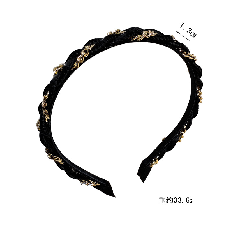 Leather Metal Chain Braid Headband display picture 15