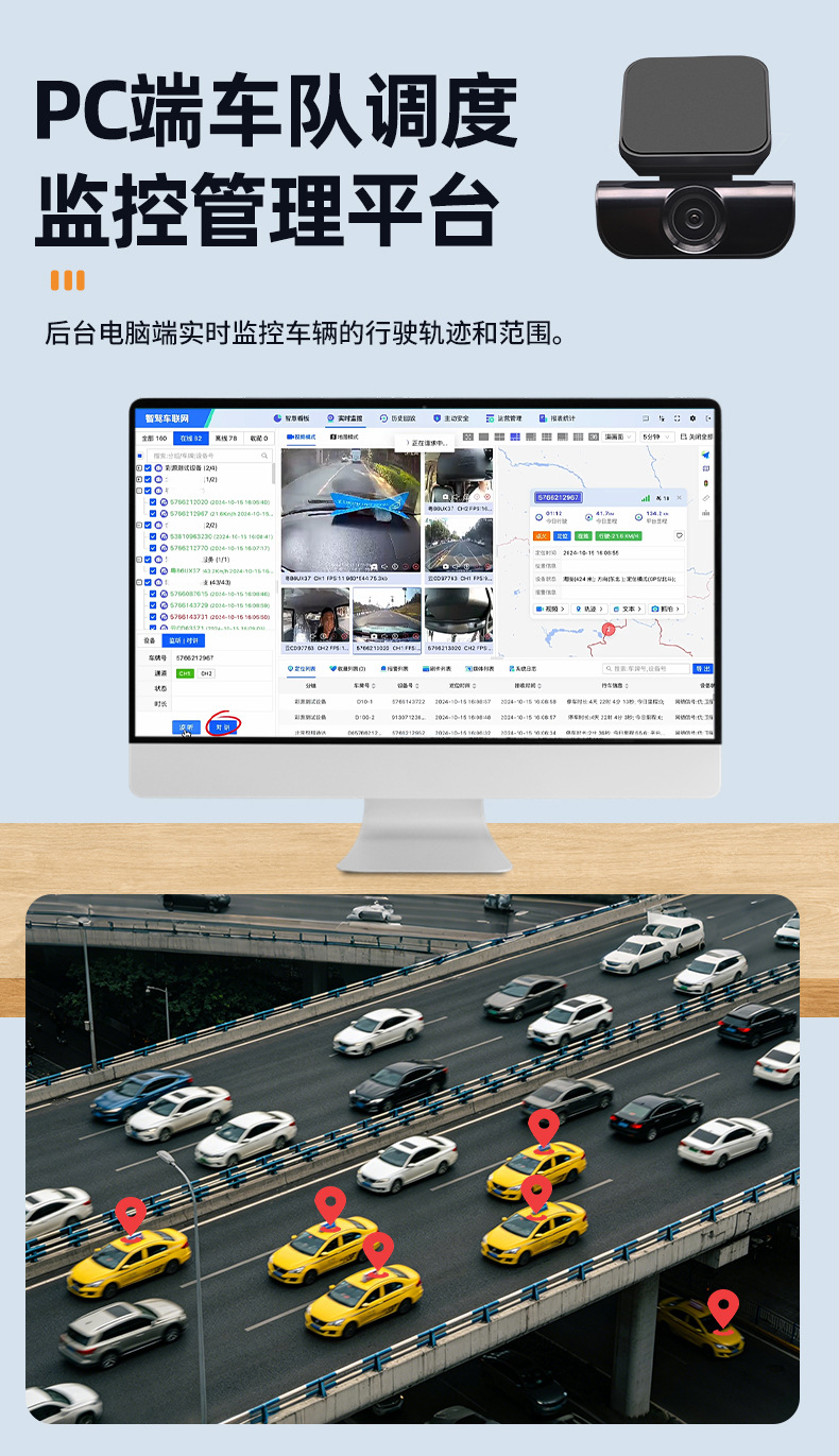 Domestic fleet 4G dashcam with high-definition remote monitoring, smart app, cloud storage, and track tracking vehicle device
