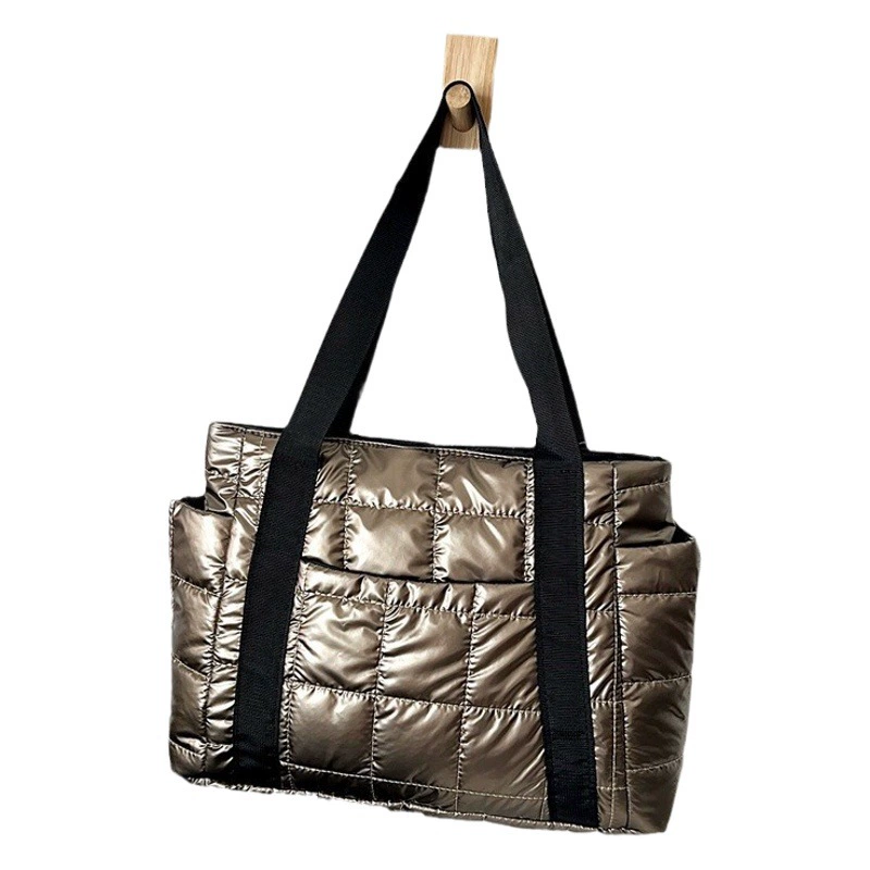 Женская хлопковая сумка-баул 2025 года, новая модель, женская пуховая сумка, клетчатая сумка через плечо, большая вместительная сумка в клетку, модная.