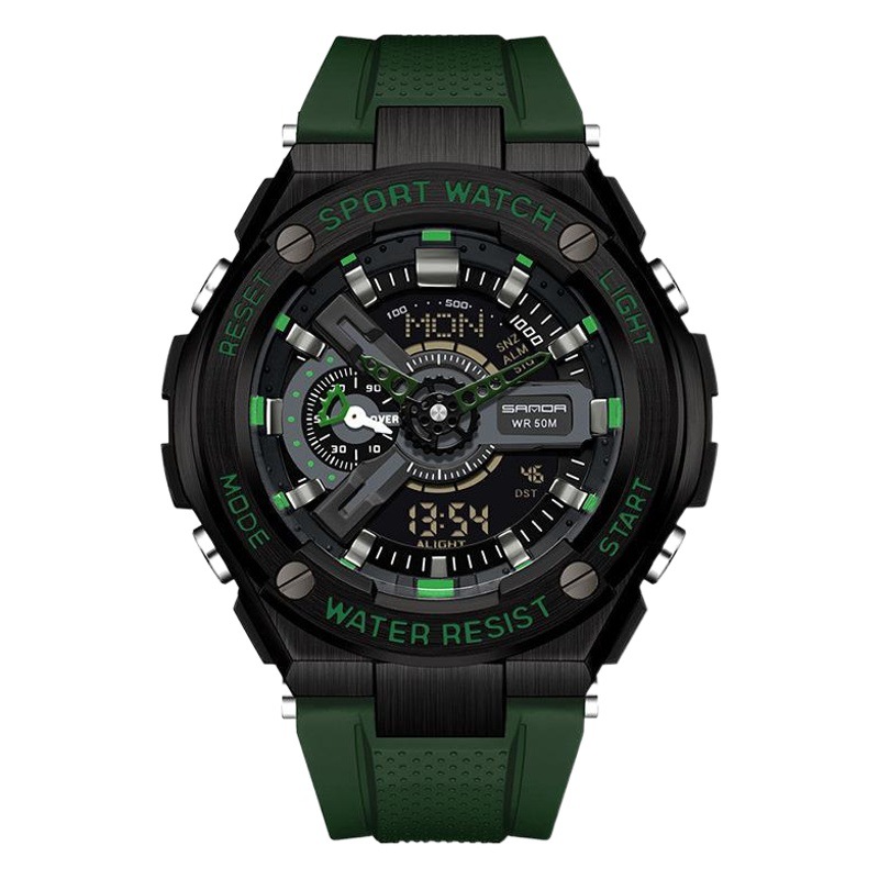 SANDA nueva lámpara de elevación de la mano reloj electrónico multifunción Deportes impermeable reloj de alarma reloj de los hombres 3170